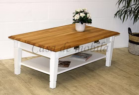 Couchtisch 130x48x75cm NORDIC HOME Kiefer massiv weiß platte Wildeiche von Casademobila Goslar Couchtisch 130x48x75cm NORDIC HOME Kiefer massiv weiß platte Wildeiche von Casademobila Goslar