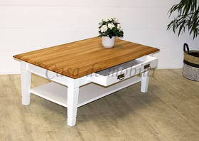Couchtisch 130x48x75cm NORDIC HOME Kiefer massiv weiß platte Wildeiche von Casademobila Goslar Couchtisch 130x48x75cm NORDIC HOME Kiefer massiv weiß platte Wildeiche von Casademobila Goslar