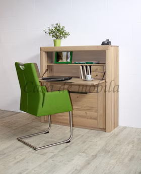 Sekretär 115x120x40cm HORIZONT Wildeiche bianco geölt Massivholz Schreibschrank HORIZONT 115x120x40cm Wildeiche massiv Bianco geölt Casa de mobila Goslar