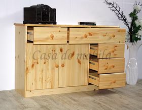 Massivholz schrank mit Schubladen MARIO 115x73x35cm Kiefer massiv natur lackiert Casa de mobila Goslar