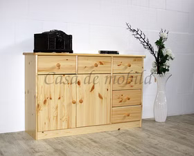 Massivholz Wäschekommode mit Schubladen MARIO 115x73x35cm Kiefer massiv natur lackiert Casa de mobila Goslar