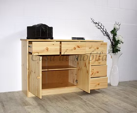 Massivholz Dielenkommode mit Schubladen MARIO Kiefer massiv natur lackiert casademobila Goslar