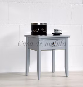 Beistelltisch mit schubladen 40x45x30cm DECOR Pappel massiv grau lackiert Casa de mobila Goslar
