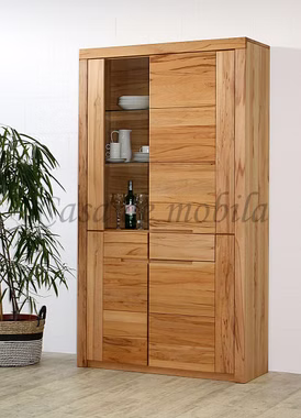 Vitrine 115x203x40cm HORIZONT Kernbuche massiv natur geölt links Küchen-schrank HORIZONT 115x203x40cm Kernbuche massiv geölt Glastür links Casa de mobila Goslar