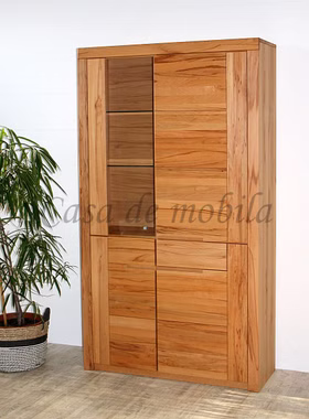 Vitrine 115x203x40cm HORIZONT Kernbuche massiv natur geölt links Esszimmer-schrank HORIZONT 115x203x40cm Kernbuche massiv geölt Glastür links Casa de mobila Goslar