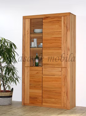 Vitrine 115x203x40cm HORIZONT Kernbuche massiv natur geölt links Vitrinenschrank HORIZONT 115x203x40cm Kernbuche massiv geölt Glastür links Casa de mobila Goslar