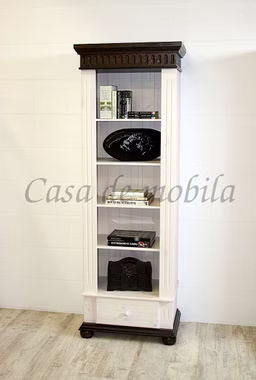 Standregal 69x199x43cm PAUL Kiefer weiß kolonial lackiert Massivholz Bücherregal schmal PAUL Kiefer massiv weiß braun kolonial Landhaus Casa de mobila Goslar