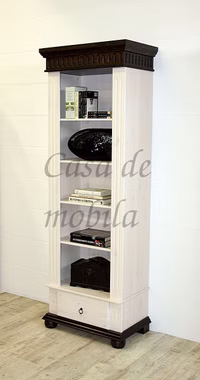 Standregal 69x199x43cm PAUL Kiefer weiß kolonial lackiert Massivholz Standregal schmal PAUL Kiefer massiv weiß braun kolonial Landhausstil Casa de mobila Goslar