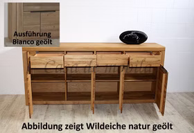 Sideboard 219x94x45cm HORIZONT Wildeiche massiv Bianco geölt Sideboard 219x94x45cm HORIZONT Wildeiche massiv Bianco geölt