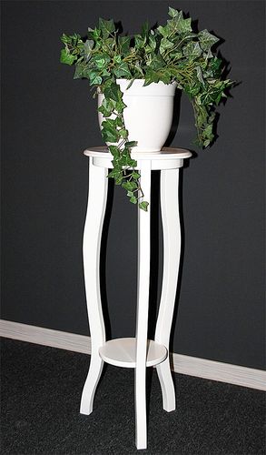 Blumentisch rund 30x80x30cm VENEZIA Pappel weiß lackiert
