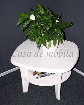 Runder Blumentisch mit ablage 74x48x74cm ESBJERG Kiefer massiv weiß lackiert Casa de mobila Goslar