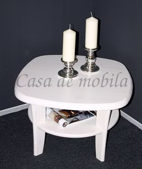 Runder Couchtisch mit ablage 74x48x74cm ESBJERG Kiefer massiv weiß lackiert Casa de mobila Goslar