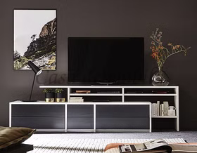 Massivholz TV-Kommode mit Regalaufsatz 265x71/46x46/33cm CONTRA kiefer massiv weiss schwarz Casa de mobila Goslar Massivholz TV-Kommode mit Regalaufsatz 265x71/46x46/33cm CONTRA kiefer massiv weiss schwarz Casa de mobila Goslar