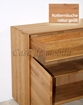 Sideboard 120x88x42cm NYON 2türig Rotkernbuche natur geölt gerundete Form Sideboard 120x88x42cm NYON 2türig Rotkernbuche natur geölt gerundete Form