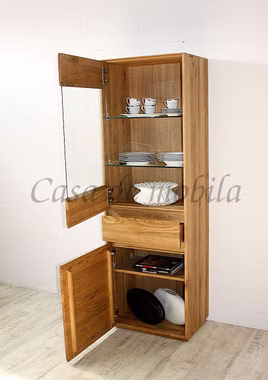 Vitrine 62x191x42cm NYON rustikale Asteiche natur geölt Vitrine 62x191x42cm NYON rustikale Asteiche natur geölt
