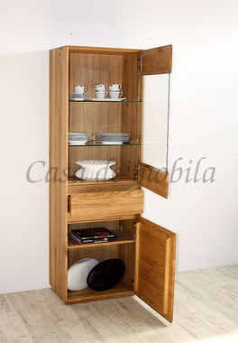Vitrine 62x191x42cm NYON rustikale Asteiche natur geölt Vitrine 62x191x42cm NYON rustikale Asteiche natur geölt