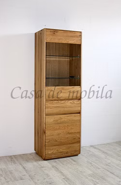 Vitrine 62x191x42cm NYON rustikale Asteiche natur geölt Vitrine 62x191x42cm NYON rustikale Asteiche natur geölt
