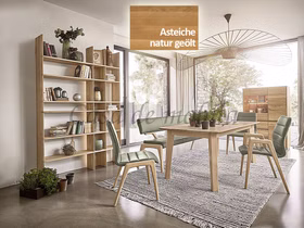 Massivholz Hochschrank mit schubladen und glastür rechts NYON 100x151x42cm rustikale Asteiche natur geölt abgerundete Kanten Massivholz Hochschrank mit schubladen und glastür rechts NYON 100x151x42cm rustikale Asteiche natur geölt abgerundete Kanten