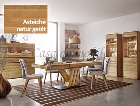 Highboard 178x151x42cm NYON rustikale Asteiche natur geölt gerundete Form