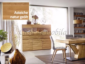 Highboard 178x151x42cm NYON rustikale Asteiche natur geölt gerundete Form