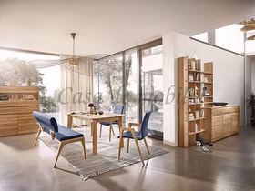 Highboard 120x151x42cm NYON Rotkernbuche natur geölt Vitrine gerundete Form