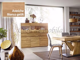 Highboard 178x151x42cm NYON rustikale Asteiche Bianco geölt Vitrine gerundete Form Highboard 178x151x42cm NYON rustikale Asteiche Bianco geölt Vitrine gerundete Form