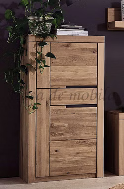 Schrank 71x137x40cm HORIZONT Wildeiche massiv Bianco geölt Wohnzimmerschrank halbhoch HORIZONT 71x137x40cm Wildeiche massiv Bianco geölt Linksanschlag