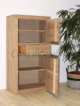 Geschirrschrank 71x137x40cm HORIZONT Wildeiche massiv Bianco geölt Casa de mobila Goslar Geschirrschrank 71x137x40cm HORIZONT Wildeiche massiv Bianco geölt Casa de mobila Goslar