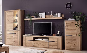 Massivholz Wohnwand Set 4teilig HORIZONT 405x203x40cm Wildeiche massiv Bianco geölt Casa de mobila Goslar Massivholz Wohnwand Set 4teilig HORIZONT 405x203x40cm Wildeiche massiv Bianco geölt Casa de mobila Goslar