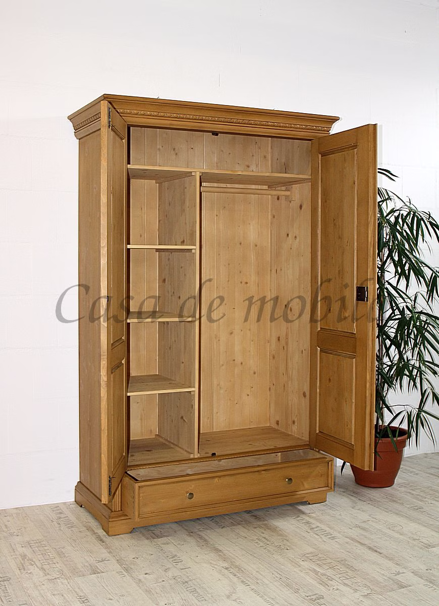 Kleiderschrank 120x190x56cm VICTORIA Fichte antik gewachst Einteilung Massivholz Wäscheschrank mit Fächern Victoria Landhaus 120x190x56cm Fichte massiv antik gewachst Casa de mobila Goslar
