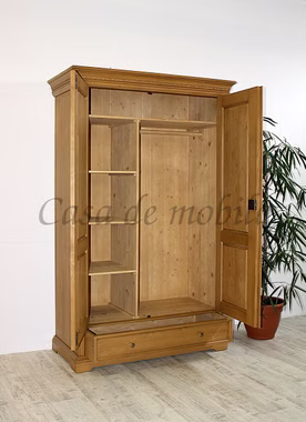 Kleiderschrank 120x190x56cm VICTORIA Fichte antik gewachst Einteilung Massivholz Wäscheschrank mit Fächern Victoria Landhaus 120x190x56cm Fichte massiv antik gewachst Casa de mobila Goslar