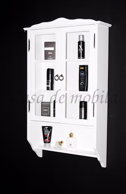 Hängevitrine 2 türig 58x97x18cm DECOR Pappel weiß lackiert Hängevitrine Hängeschrank geringe tiefe DECOR weiß landhausstil Casademobila Goslar