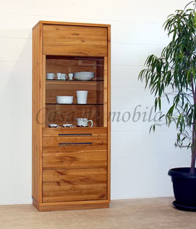 Vitrine rechts 75x195x42cm SOUL Balkeneiche geölt Rustikale Vitrine mit holzbeine rechts 75x195x42cm SOUL Balkeneiche massiv natur geölt Casa de mobila Goslar