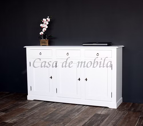 Sideboard 3türig 160x92x43cm TOSCANA Pappel weiß lackiert Massivholz Sideboard 3 türig weiß lackiert DECOR 160x97x43cm casademobila Goslar