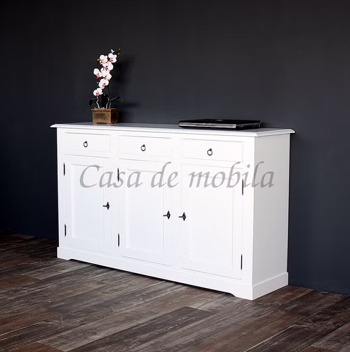 Sideboard 3türig 160x92x43cm TOSCANA Pappel weiß lackiert Massivholz Sideboard 3 türig weiß lackiert DECOR 160x97x43cm casademobila Goslar