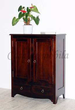 Kommode 78x100x37cm AQUA Pappel nussbaumfarben lackiert Massivholz Telefonkommode Telefonschrank schmal AQUA braun nussbaumfarben casademobila Goslar