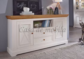 Massivholz Sideboard FLAIR 169x88x42cm Kiefer massiv Landhaus weiß eichefarben geölt Casa de mobila Goslar Massivholz Sideboard FLAIR 169x88x42cm Kiefer massiv Landhaus weiß eichefarben geölt Casa de mobila Goslar