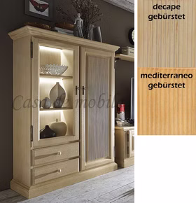 Highboard 121x170x46cm PINEA Pinie massiv decape sandfarbe,Honig mediterano casademobila Goslar
