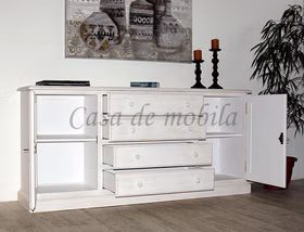 Sideboard 195x91x46cm PINEA Pinie massiv weiß gebürstet Sideboard 195x91x46cm PINEA Pinie massiv weiß gebürstet