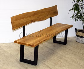 Sitzbank mit Lehne 160x92x49cm ZINGST Metallbeine Schwarz Wildeiche massiv natur geölt Casa de mobila Goslar Sitzbank mit Lehne 160x92x49cm ZINGST Metallbeine Schwarz Wildeiche massiv natur geölt Casa de mobila Goslar