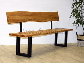 Große Sitzbank mit Rückenlehne 260x92x49cm ZINGST Metallbeine Schwarz Wildeiche massiv natur geölt Casa de mobila Goslar Große Sitzbank mit Rückenlehne 260x92x49cm ZINGST Metallbeine Schwarz Wildeiche massiv natur geölt Casa de mobila Goslar