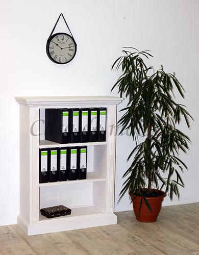 niedriges Bücherregal Regal PINEA Pinie massiv weiss sandfarbe Honig gebürstet casademobila
