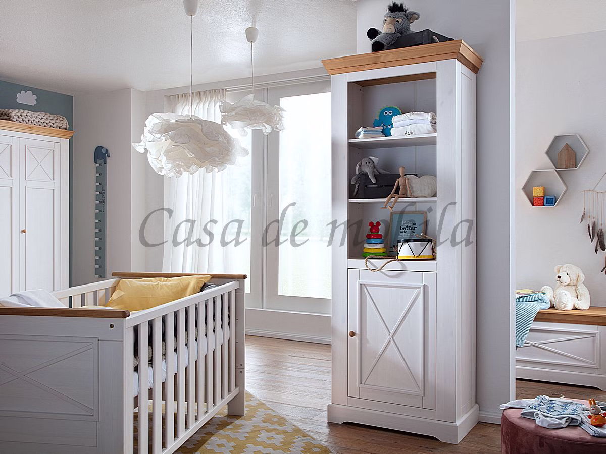 Landhaus kinderzimmer-regal FLAIR 78x200x42cm Kiefer massiv weiß eichefarben gelaugt geölt Casa de mobila Goslar