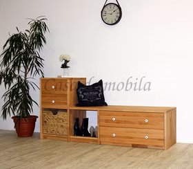 Dielenbank 178x84cm CONTRA mit Schubladen Kernbuche geölt TV-bank mit Schubladen 178cm CONTRA Kernbuche massiv natur geölt Casa de mobila Goslar
