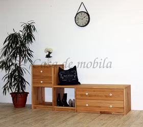 Dielenbank 178cm CONTRA Schubladen Kernbuche geölt Telefonbank mit Schubladen Tiefe 46cm CONTRA Kernbuche massiv geölt Casa de mobila Goslar