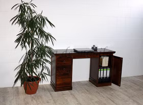 kolonialstil Schreibtisch braun 135x78x48cm TOSCANA Pappel lackiert casademobila