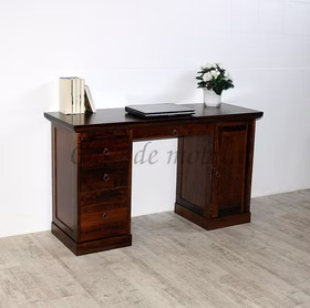 Massivholz Schreibtisch 135x78x48cm TOSCANA Pappel massiv braun lackiert casademobila