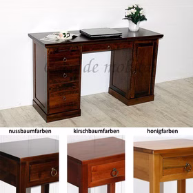 Schreibtisch 135x78x48cm TOSCANA Pappel braun kolonial,honig bernsteinfarbe lackiert