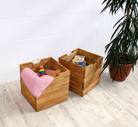 Spielzeug-Kiste 38x37x36cm GOMMA Wildeiche massiv geölt