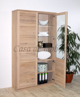 mehrzweckschrank mit breite Glastür rechts PALERMO 102x204x40cm eiche massiv natur oder Bianco geölt, 7171 202R EB SM Casa de mobila Golar mehrzweckschrank breite Glastür rechts PALERMO 102x204x40cm Wildeiche massiv natur oder weiß Bianco geölt, 7171 202R EB SM Casa de mobila Golar